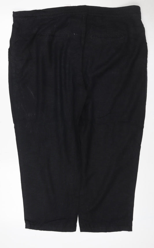 Next Women’s Black Linen Blend Straight Trousers UK 20 Regular