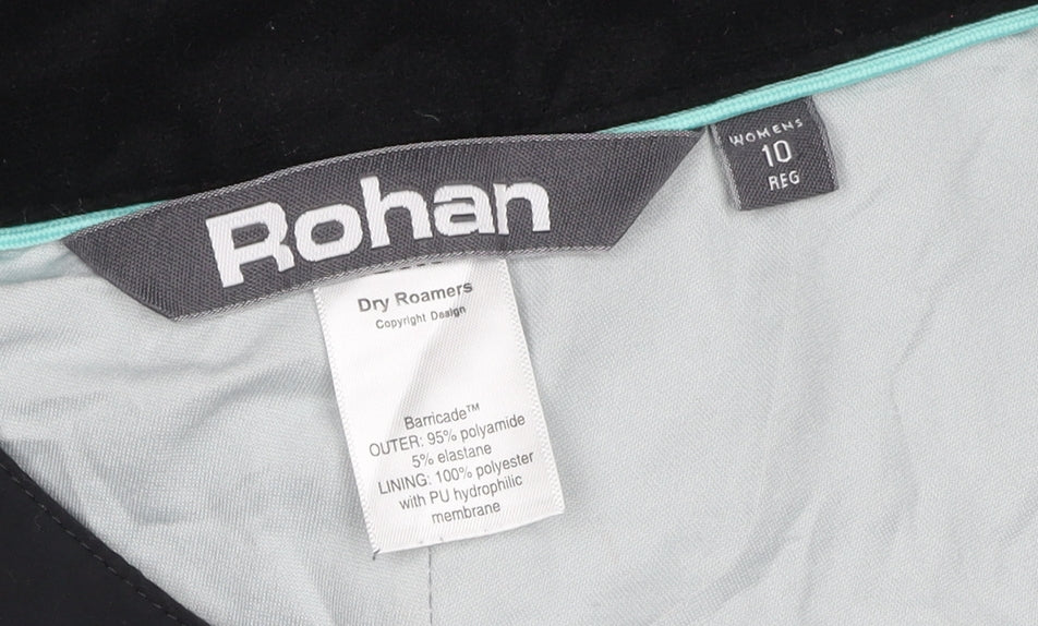 Rohan Women Black Size 10 Dry Roamers Waterproof Rain Trousers