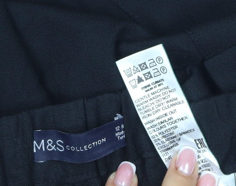 Marks & Spencer Women’s Black UK 12 Cargo Wide-Leg Trousers