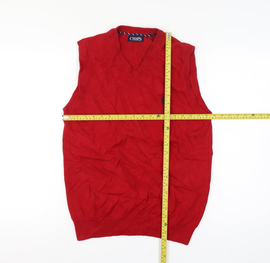 Chaps Men’s Red Size S Cotton V-Neck Logo Knit Sweater Vest