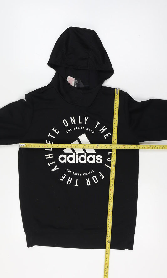 adidas Boys Black Logo 15-16 Years Graphic Pullover Hoodie