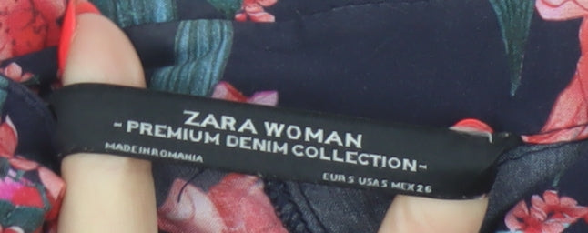Zara Women Multicoloured S Floral Viscose 3/4 Sleeve Button-Up Tunic