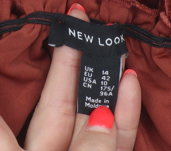 New Look Women Red UK 14 Cropped Off Shoulder Velvet Blouse