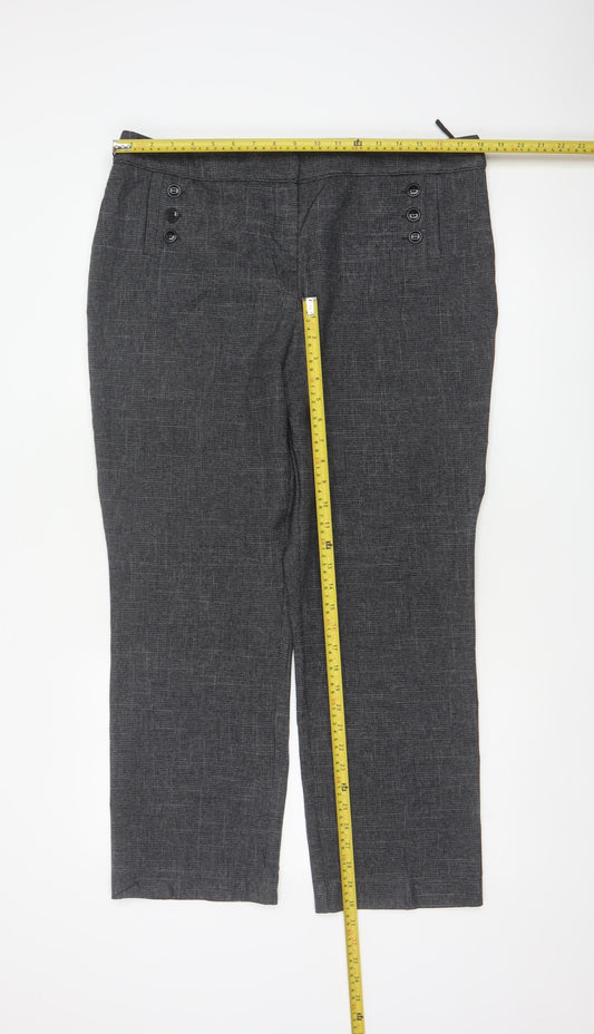 M&Co Women’s Grey Size 16 Herringbone Tailored Straight Trousers