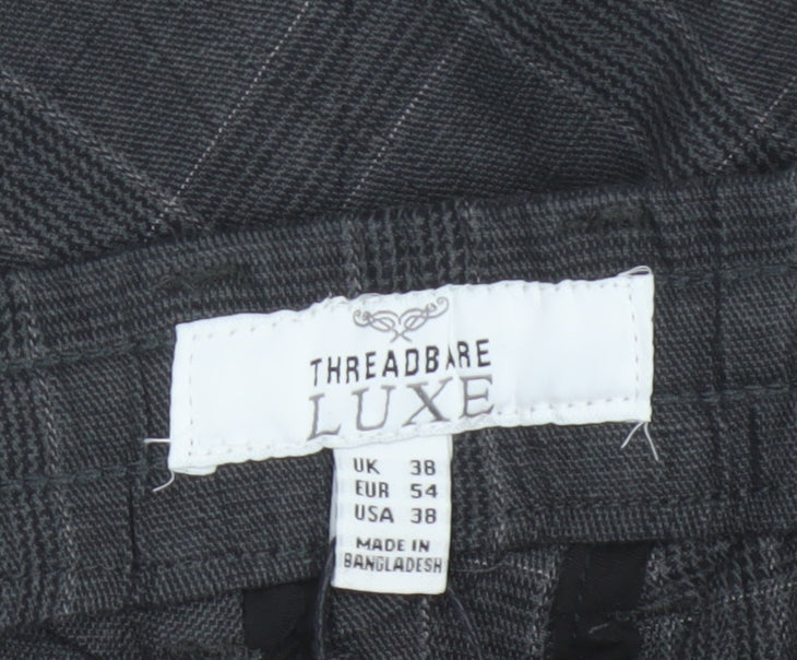 Threadbare Luxe Men’s Grey Check Slim Tapered Chino Trousers UK 38