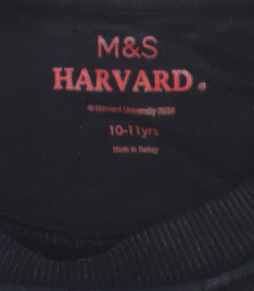 Additional view of Marks & Spencer girls’ black harvard logo sweatshirt 10-11 years pullover