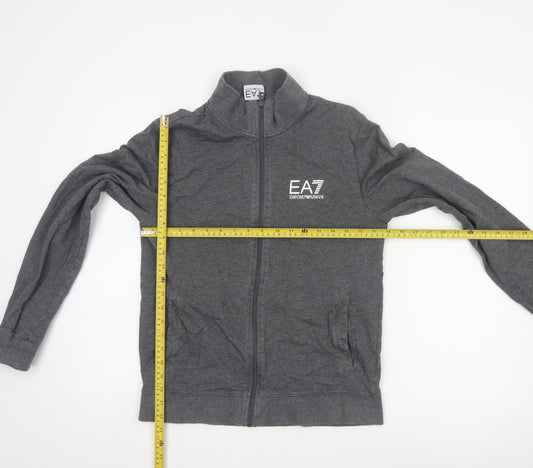 EA7 Emporio Armani Men Grey M Full Zip Logo Track Jacket