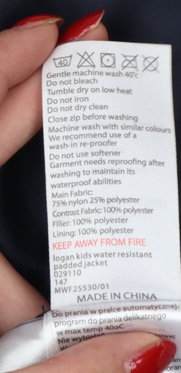 Additional view of Mountain Warehouse boys’ blue 11-12 padded hooded water resistant jacket