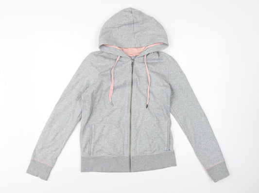 Boden Women’s Grey Pink Full Zip Hooded Hoodie UK 6 Cotton Blend
