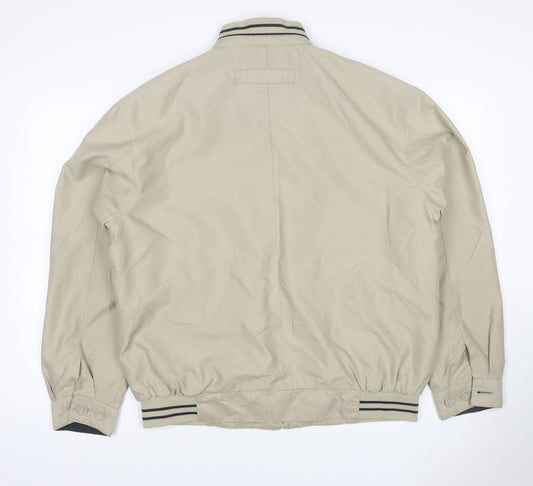 MAN Mens Beige M Bomber Jacket Full Zip Striped Collar