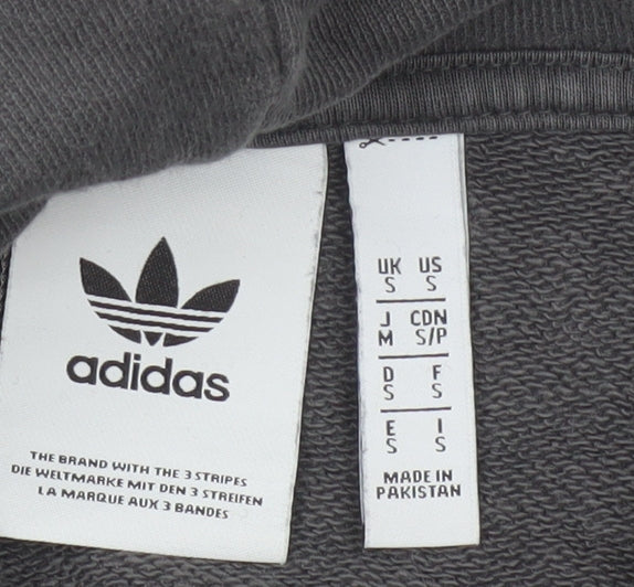 Adidas Men’s Grey S Pullover Hoodie Trefoil Logo Cotton Kangaroo Pocket