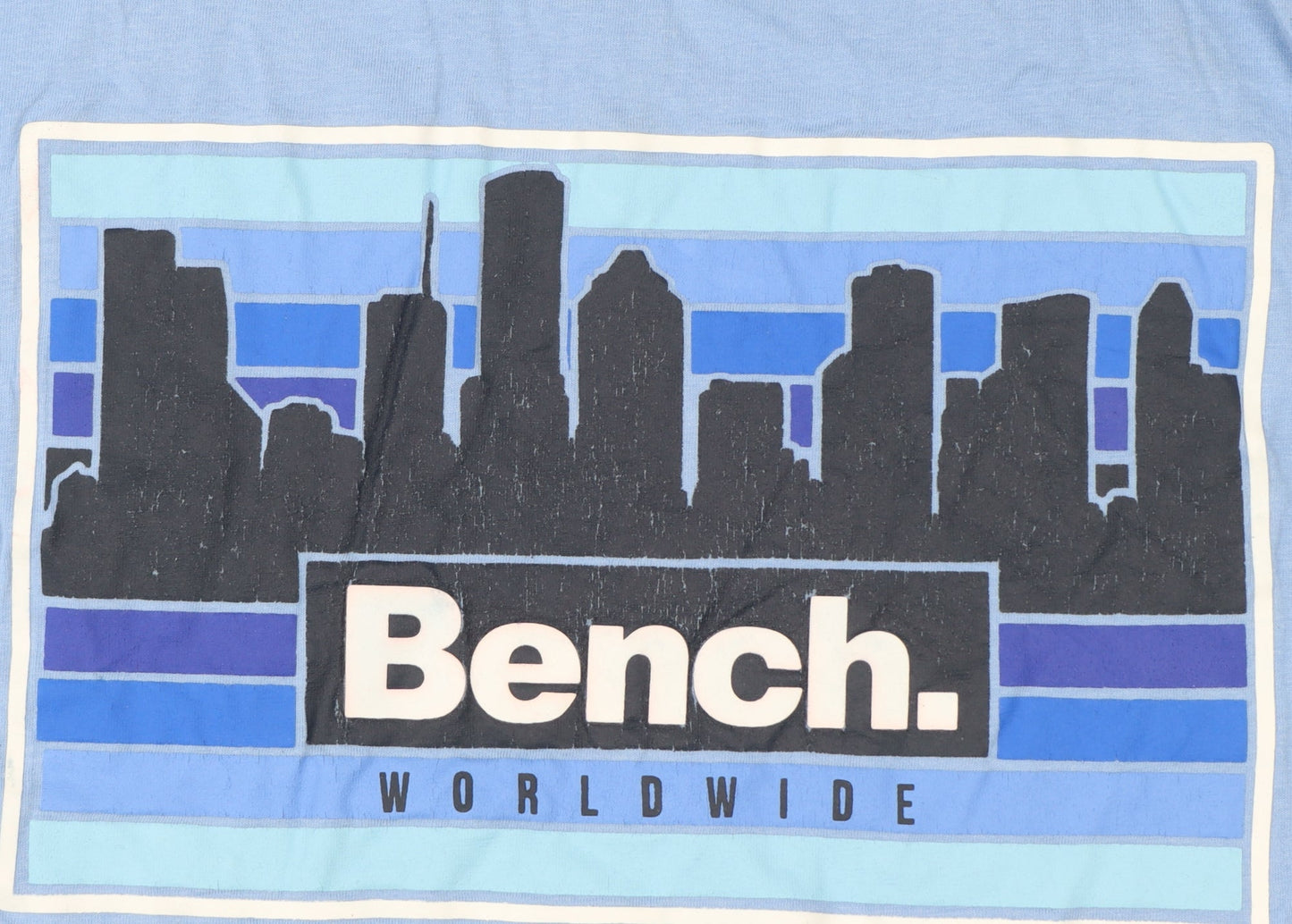 Bench Men's Blue XXL City Skyline Graphic Print Crew Neck T-Shirt