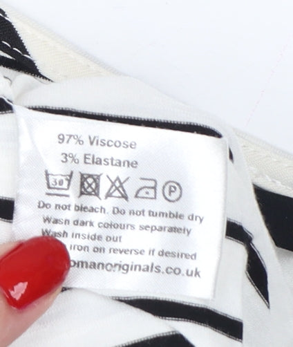 Additional view of Roman Women White Black Striped, size 14, Relaxed Viscose T-Shirt