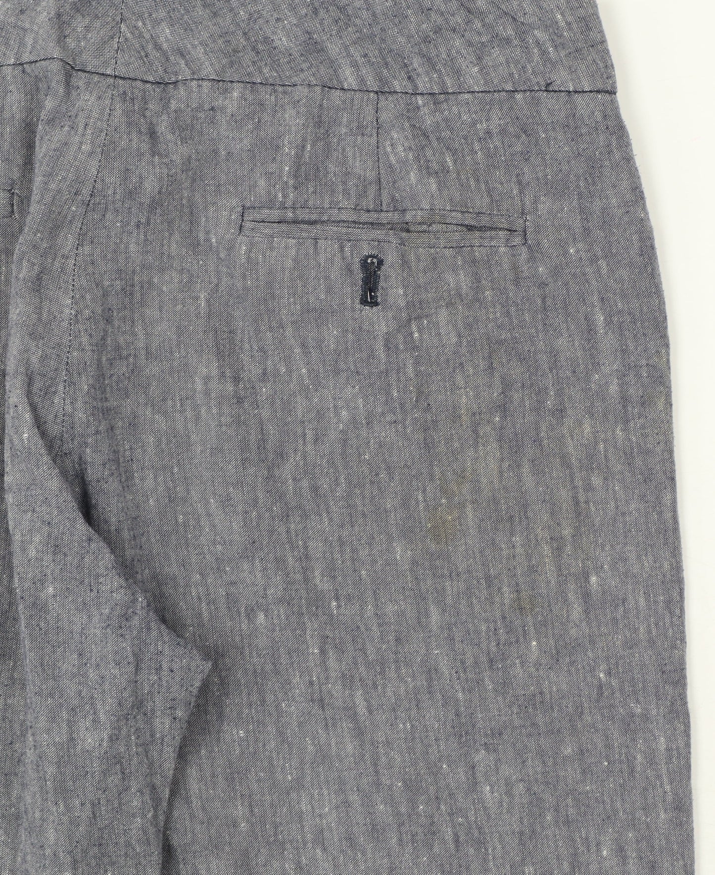 Great Plains Women Grey UK 10 Cotton Chambray Straight Trousers Pockets