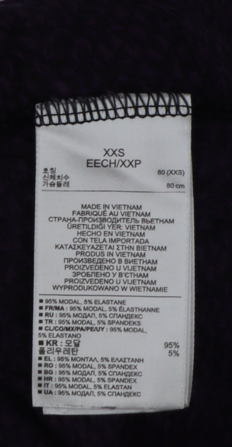 Banana Republic Women Black Purple Wrap Jersey Blouse Petite 2XS