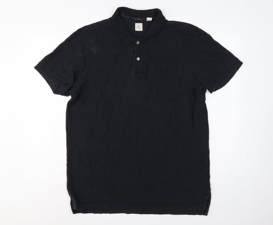 Dockers Men’s Black L Short Sleeve Cotton Polo Shirt Pocket
