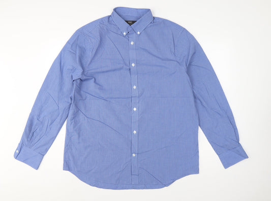 Marks and Spencer Men Blue Gingham 16.5 Regular Fit Formal Shirt