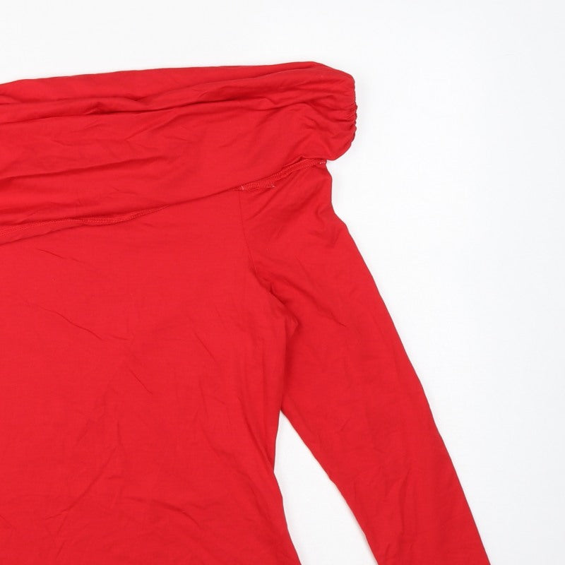 Apricot Women Red Off Shoulder Long Sleeve Jersey Top UK 16