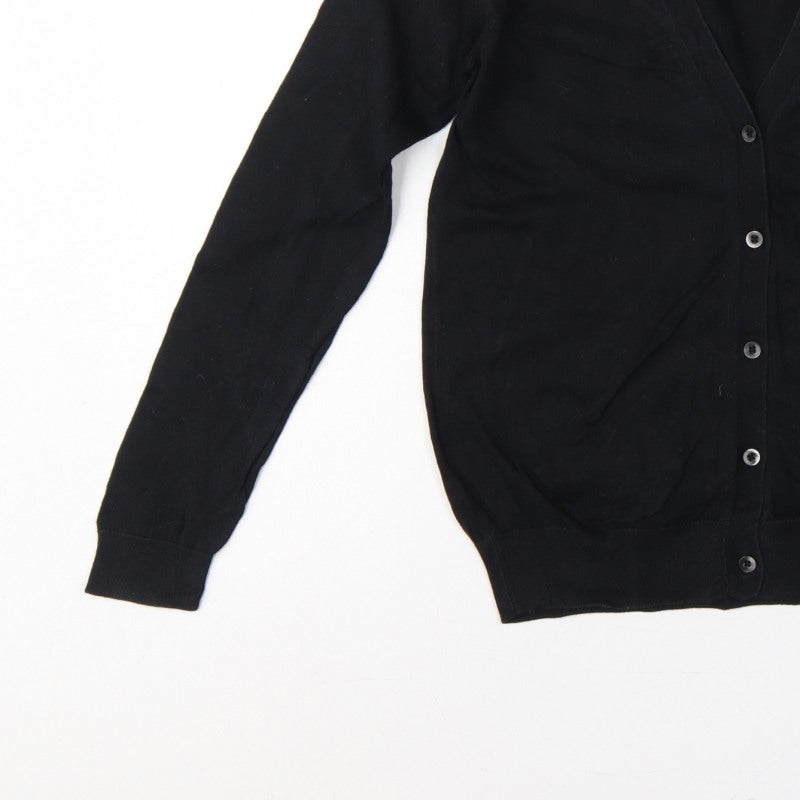 UNIQLO Women Black XS Cotton V-Neck Button Knit Cardigan