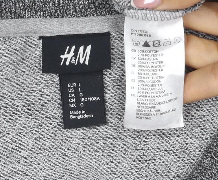 H&M Men’s Grey Marl L Pullover Crew Neck Cotton Blend Sweatshirt