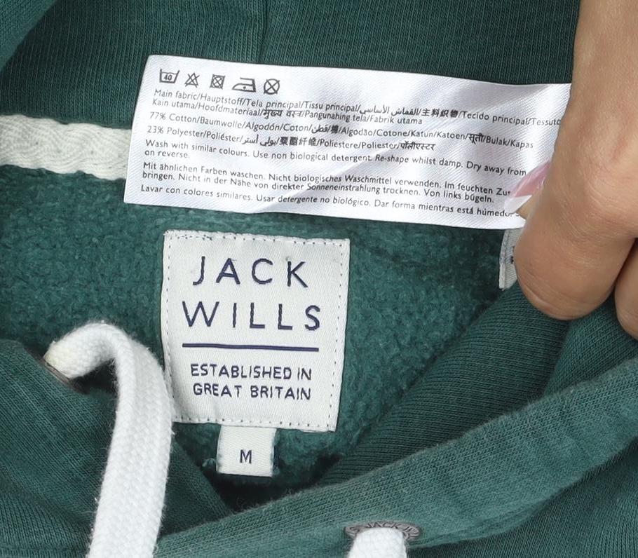 Jack Wills Men’s Green M Pullover Hoodie Logo Graphic Fleece