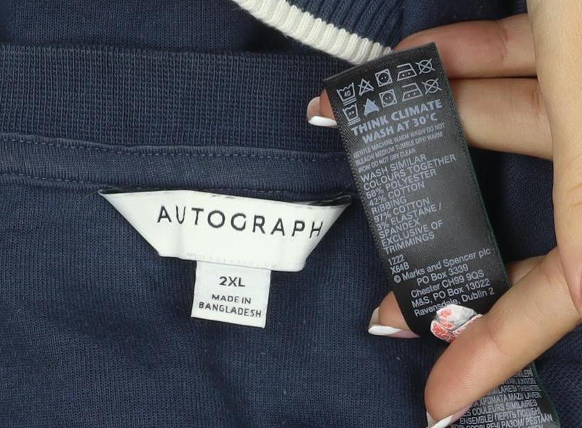 Brand and care label for Autograph Men’s Navy 2XL Crew Neck Piped Cotton Sweatshirt