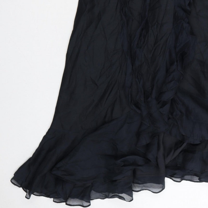 Coast Women Black UK 10 One Shoulder Ruffle Long Maxi Occasion Dress