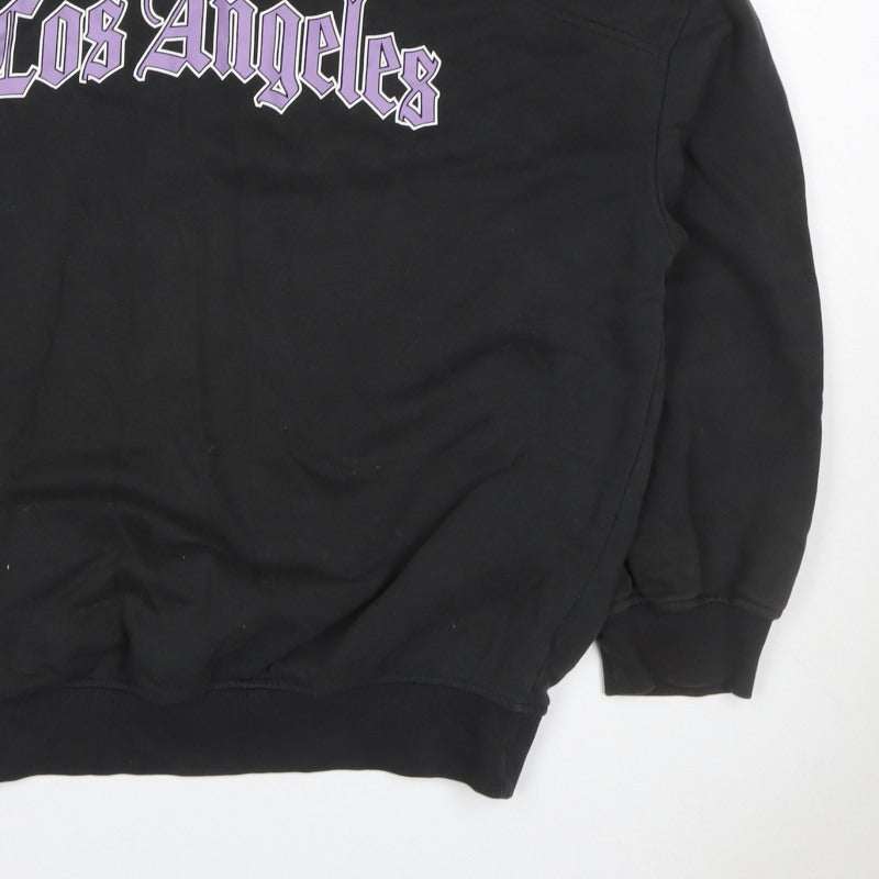 H&M Divided Women Black XXS Los Angeles V-Neck Pullover Sweatshirt
