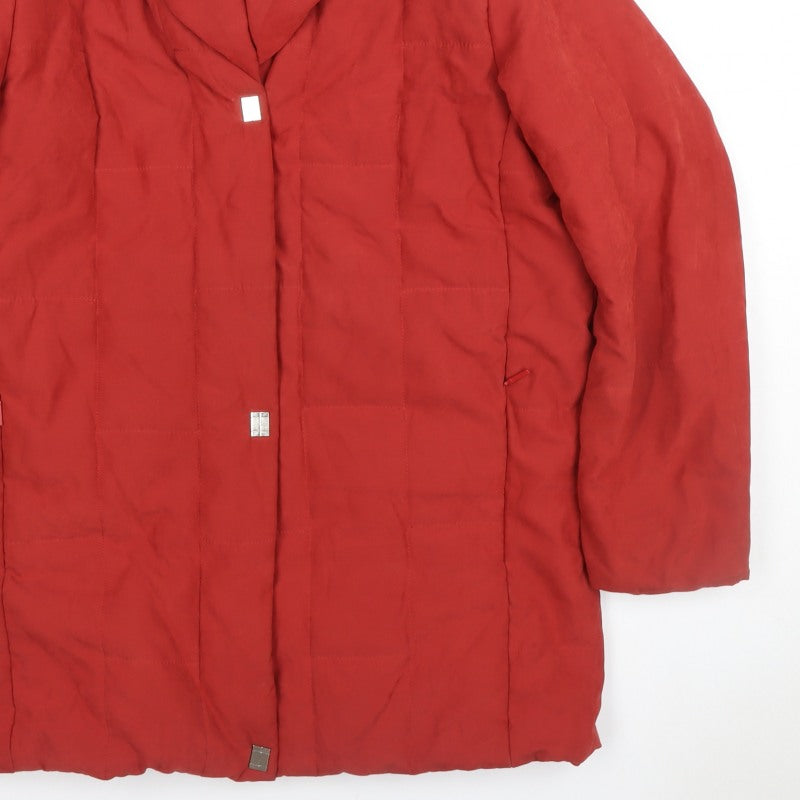 Palmiore Women Red UK 14 Hooded Padded Mid-Length Puffer Coat
