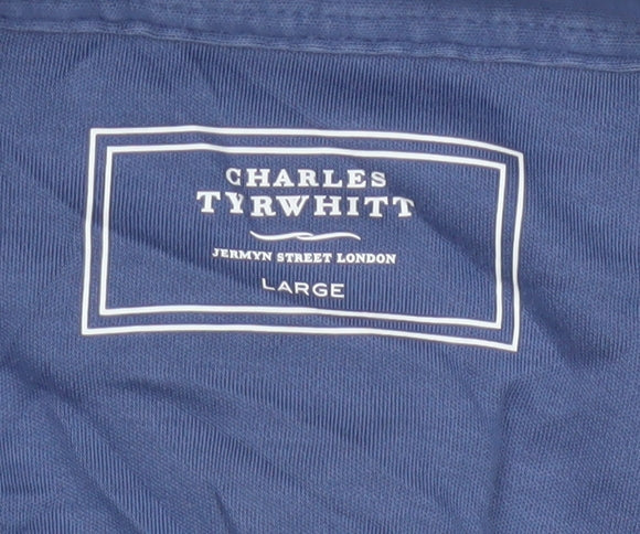 Charles Tyrwhitt Men’s Blue Large 100% Cotton Short Sleeve Polo Shirt