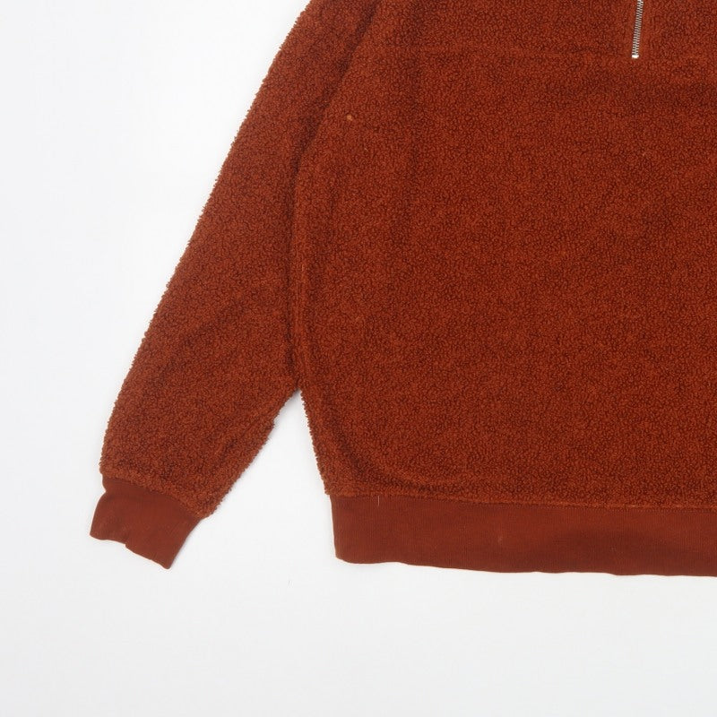 New Look Women’s Orange Teddy Fleece Quarter Zip Pullover Sweatshirt UK 10