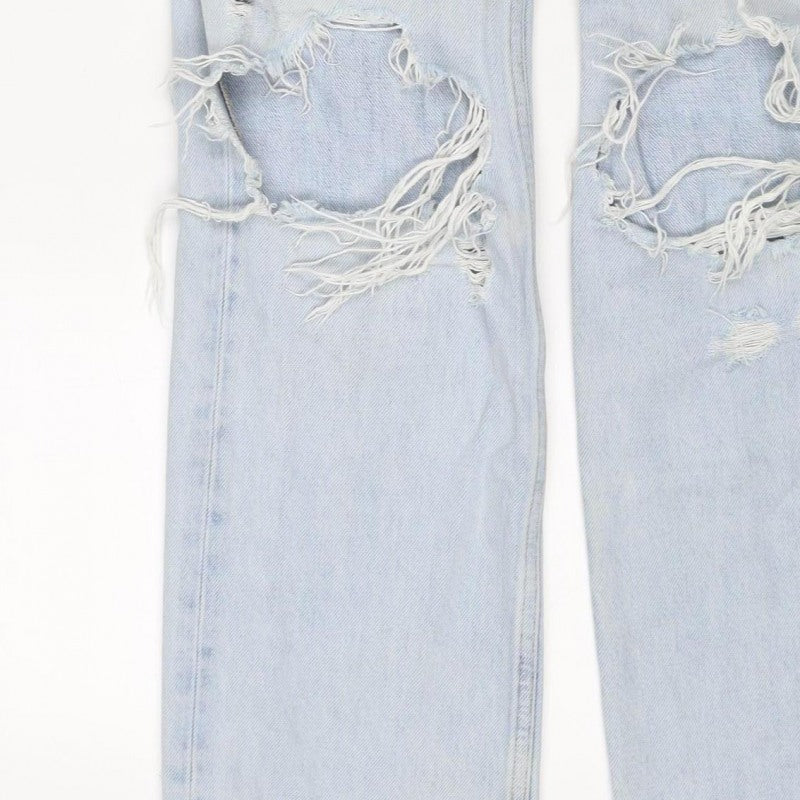 & Other Stories Women Blue UK 8 High Rise Distressed Straight Jeans