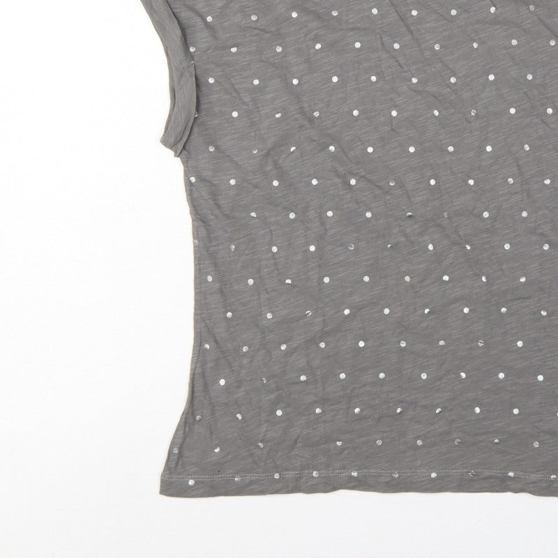Phase Eight Women Grey UK 10 Polka Dot Cotton Short Sleeve T-Shirt
