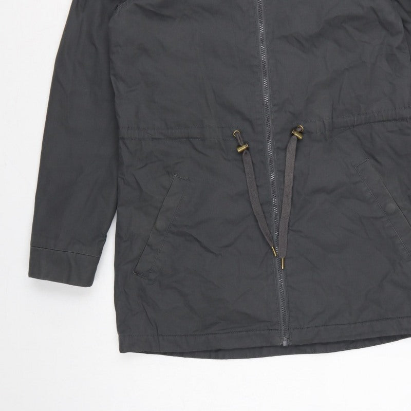Element Women Black S Hooded Long Parka Cotton Blend Zip Coat