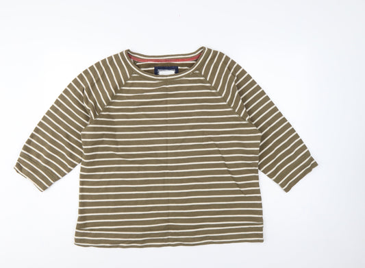 Boden Women Green White Striped UK 18 3/4 Sleeve Pullover Sweatshirt
