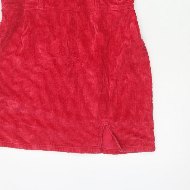 ASOS Design Women Red UK 14 Corduroy Bodycon Mini Dress Square Neck