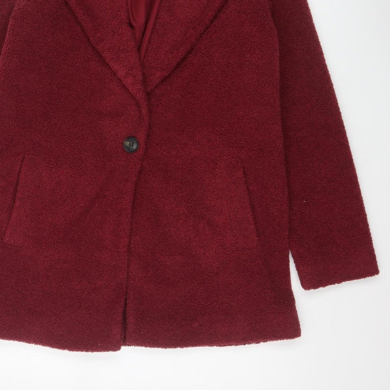 Additional view of Next girls’ red teddy fleece coat 15 years collared lined pockets