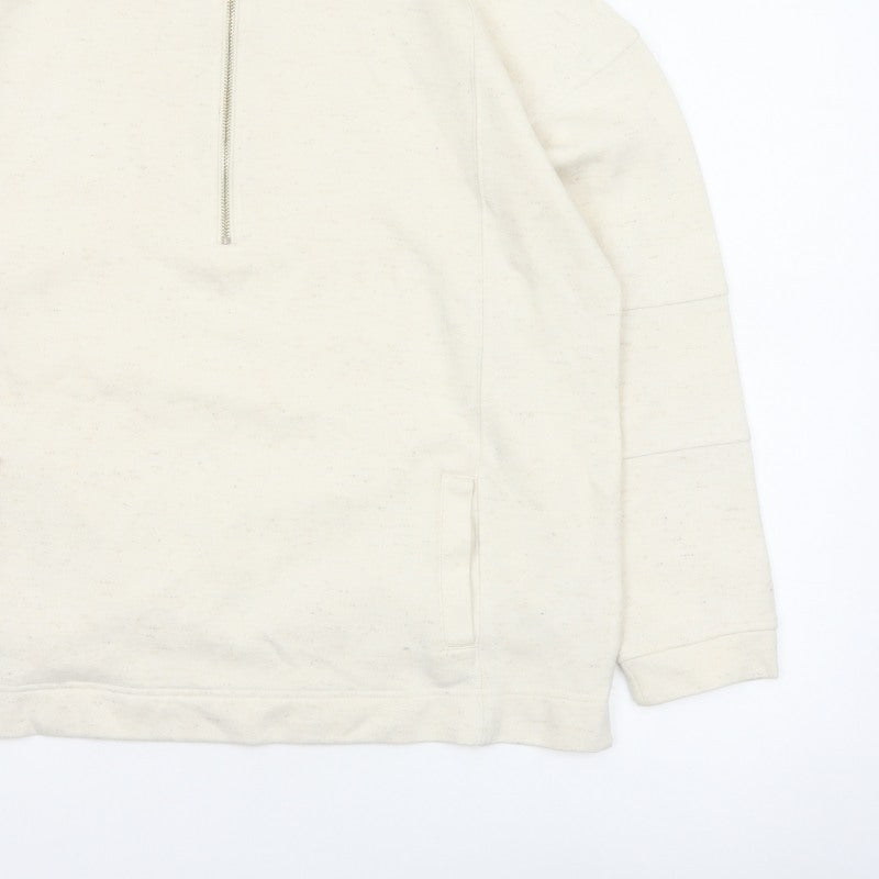 Next Women's Ivory L 1/2 Zip High Neck Cotton Blend Sweatshirt