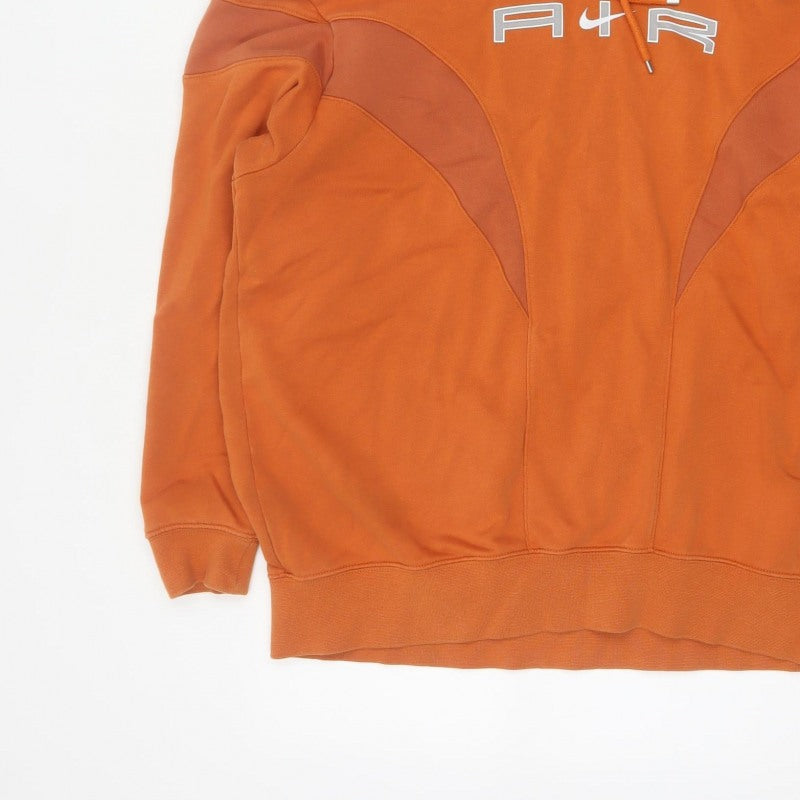 Nike Air Men’s Orange S Pullover Hoodie Logo Fleece