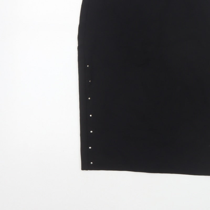 Reserved Women Black UK 8 Studded Pencil Knee Length Skirt