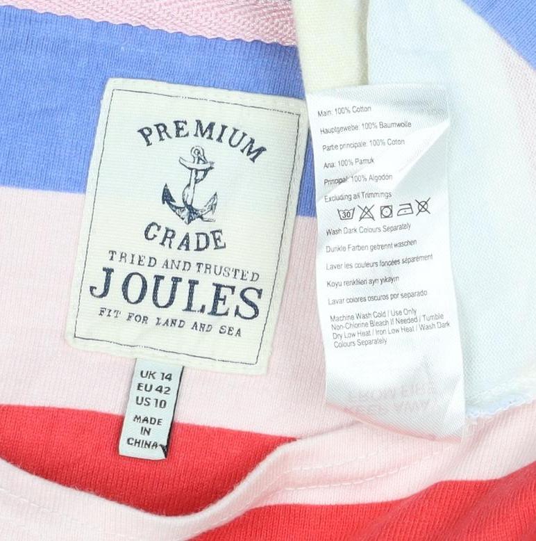 Joules Women Multicoloured Striped Cotton T-Shirt Dress UK 14