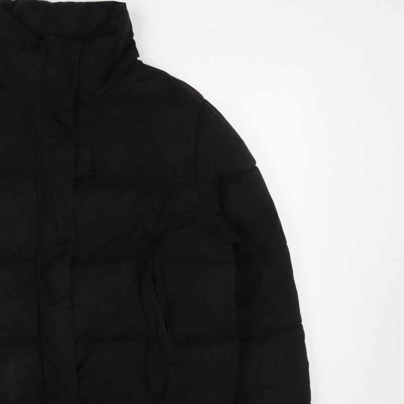 SDNY Women’s Black UK 12 Short Puffer Jacket Logo Zip Padded