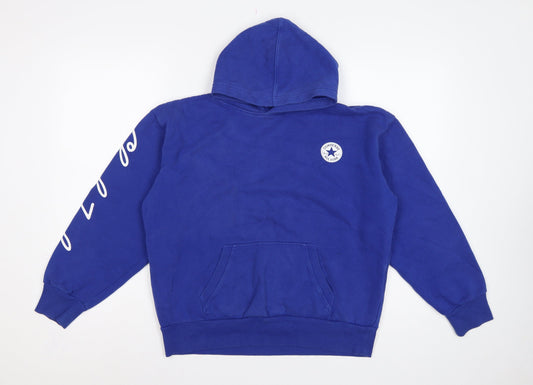 Converse Boys Blue 12-13 Years Pullover Hoodie Logo Graphic Print