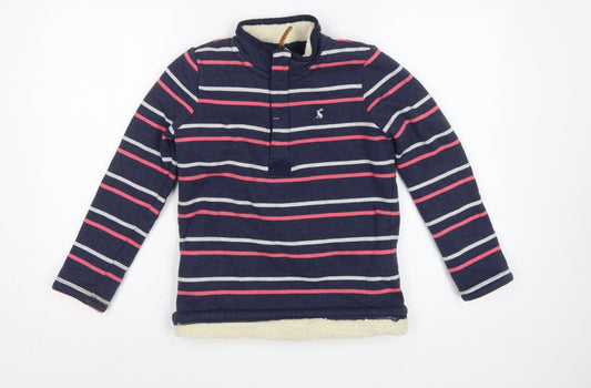Joules Girls Multicoloured 9-10 Years Striped 1/4 Zip Fleece Sweatshirt