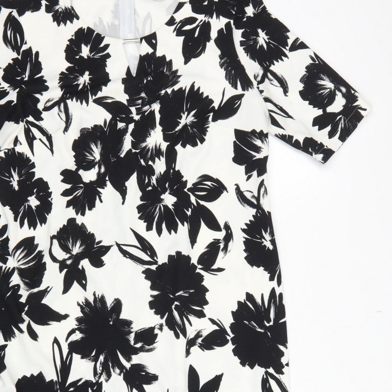 Gerry Weber Women Black White Floral UK 12 Knee Length Sheath Dress
