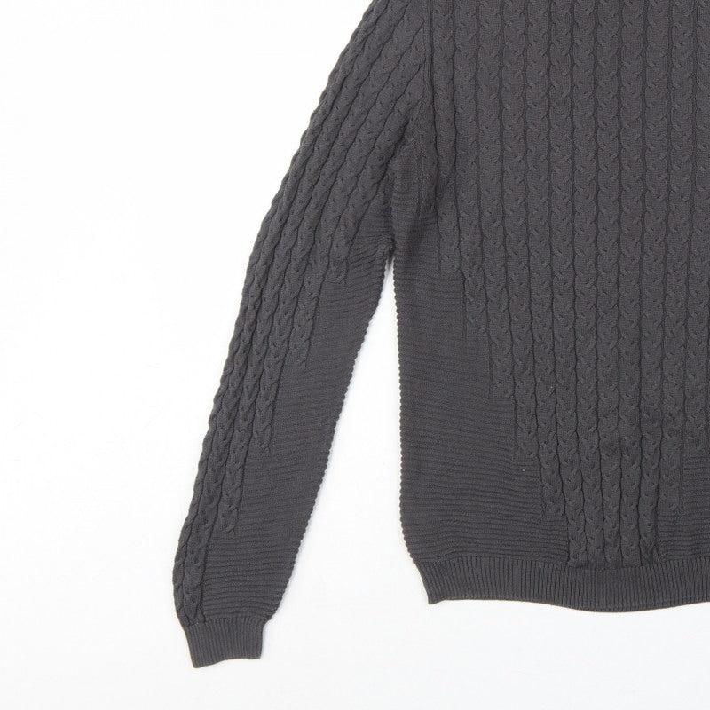 Additional view of ASOS Design Men’s Grey M Cable Knit Roll Neck jumper