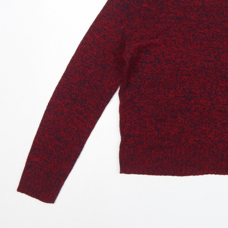 H&M Women’s Red Navy Marl XS Crew Neck Acrylic Knit Pullover Jumper