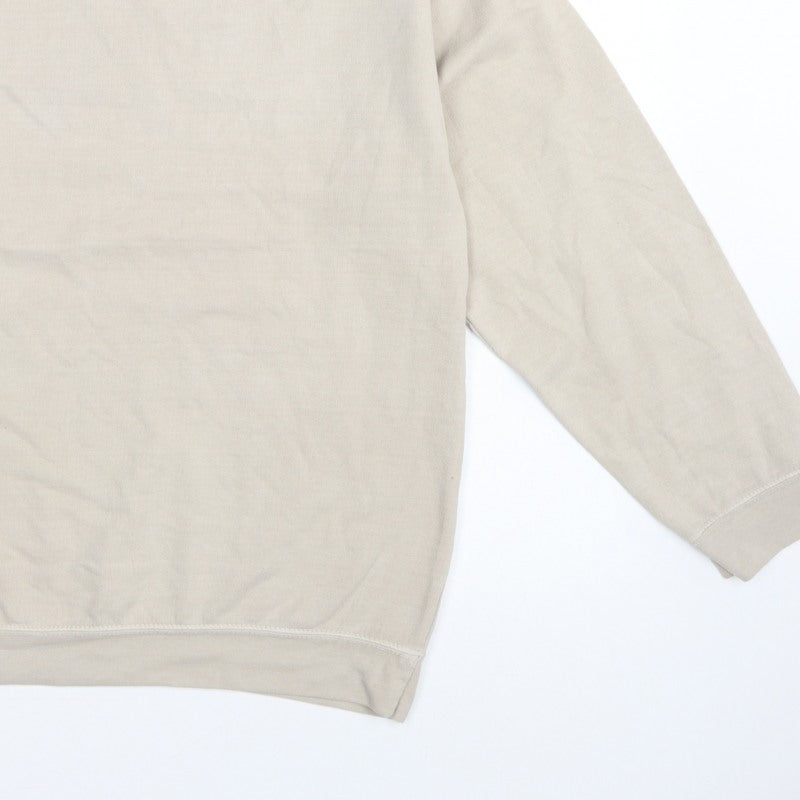 Additional view of AsYou Men’s Beige Small Crew Neck Logo Pullover Sweatshirt