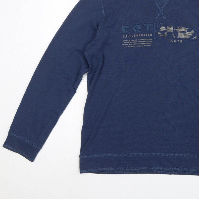 Additional view of Esprit Men's Blue L Graphic Logo Hooded Pullover Sweatshirt