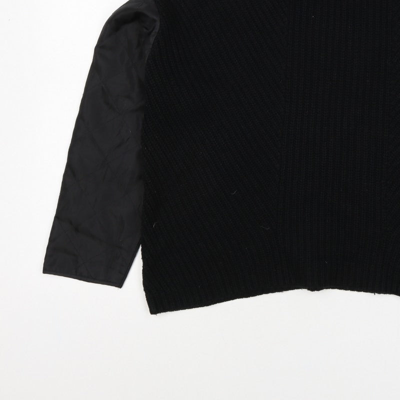 La Redoute Women Black M Mock Neck Knit Jumper Quilted Long Sleeve